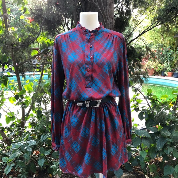 VINTAGE Plaid Dress S - Picture 2 of 5